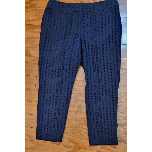Ann Taylor LOFT Riviera Pants Cropped Blue Cotton Blend Sz 6 Petite - Picture 1 of 14